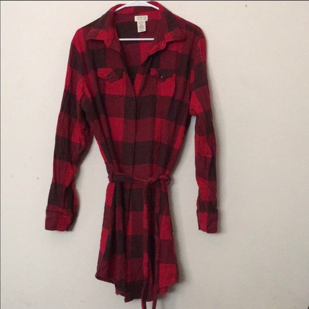 Wrangler Red and Black Plaid Long Sleeve Dress